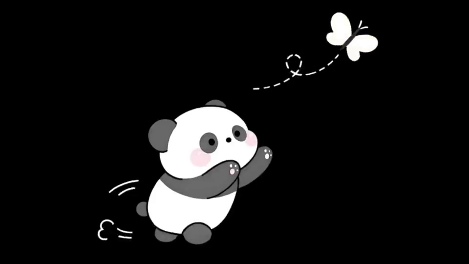 Panda chasing butterfly