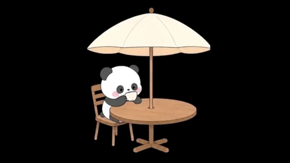 Panda drinking coffee