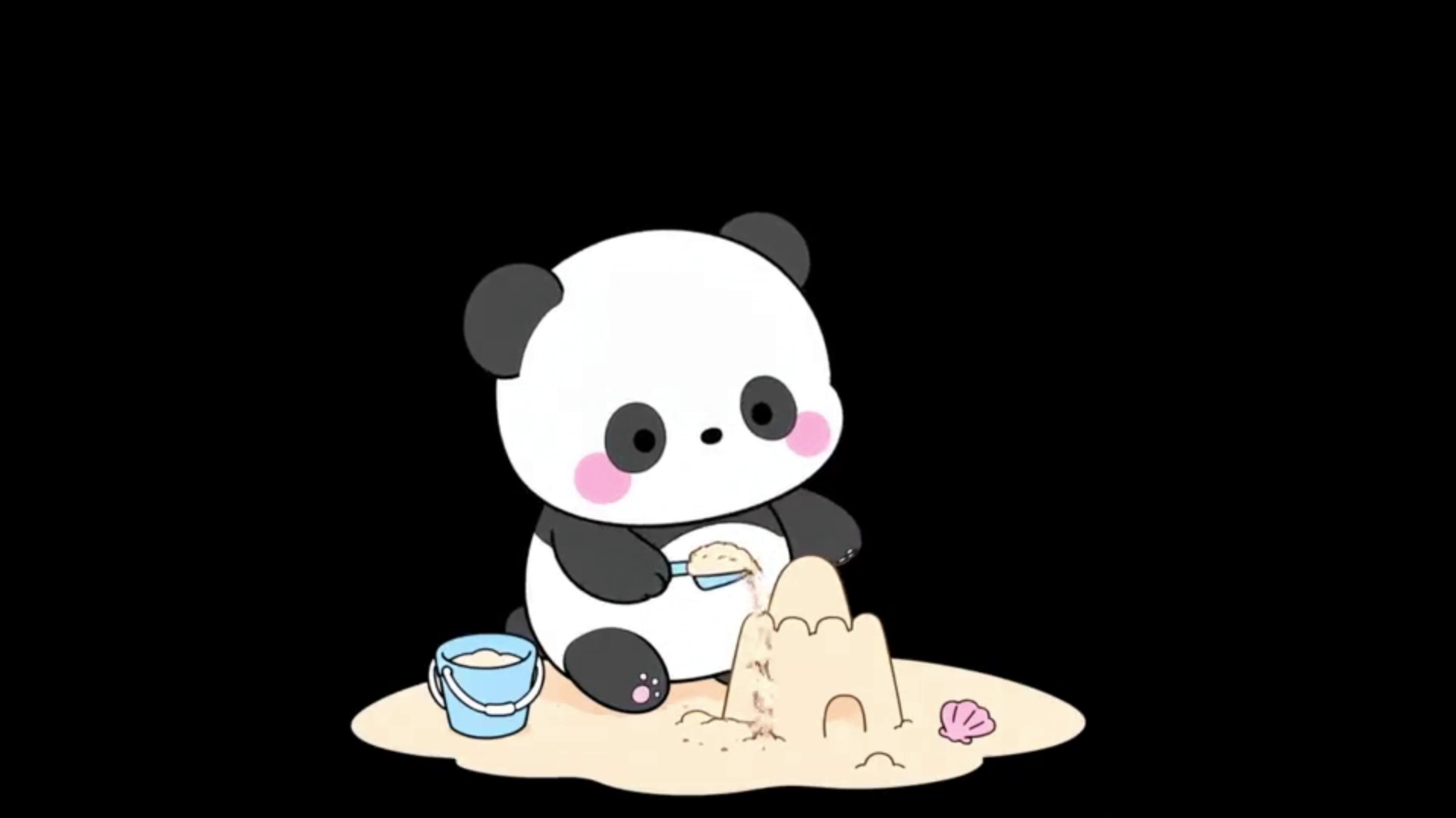Panda playing sand